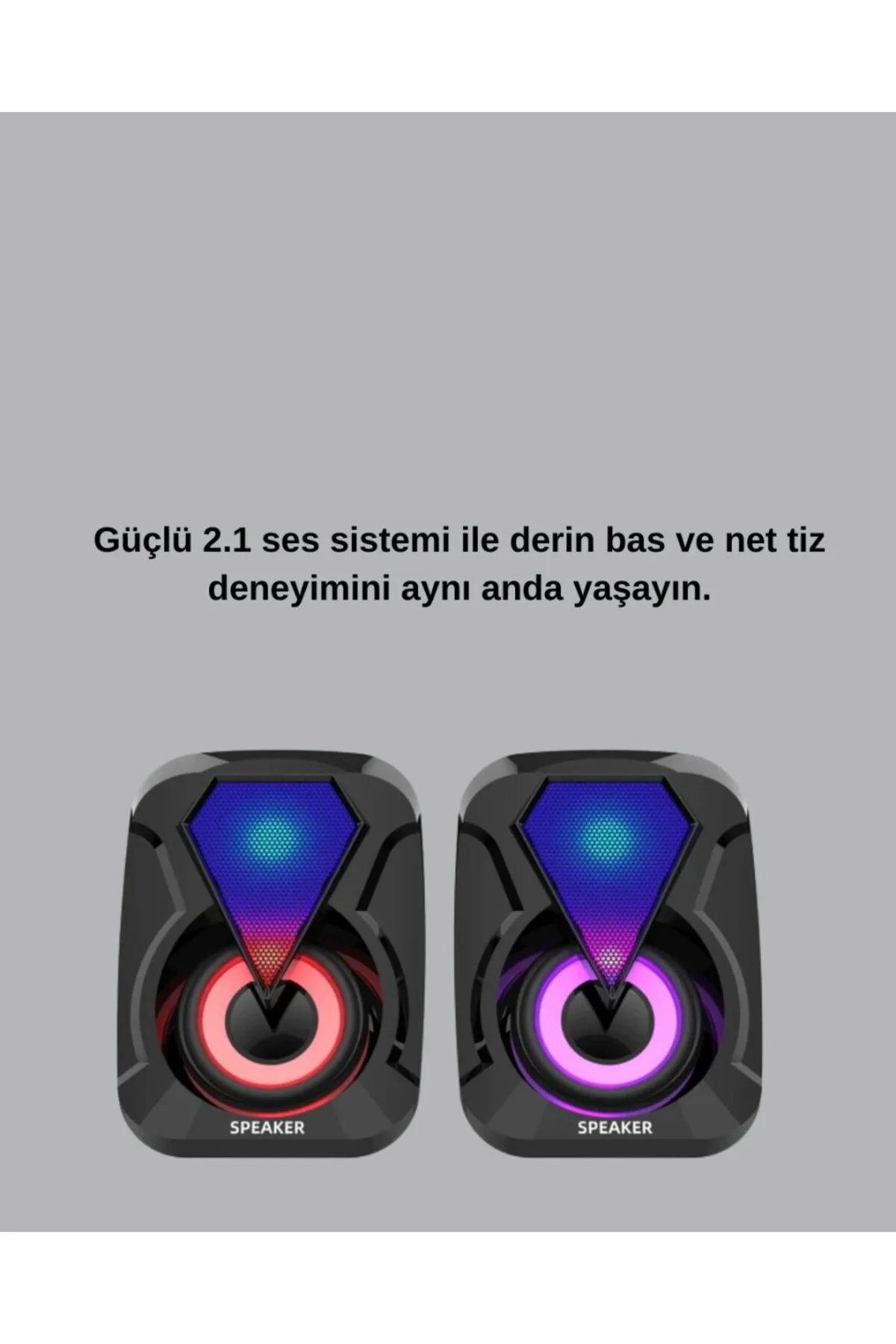 2.1 Kanal Rgb Led Oyun Hoparlörü Subwoofer Destekli