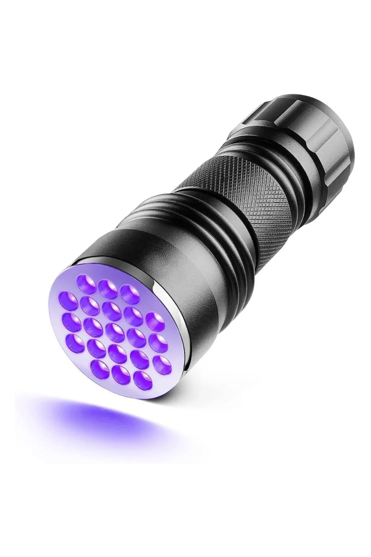 21 LED 395nm Güneş Işığı Eltraviyole UV El Feneri - Siyah Fener -