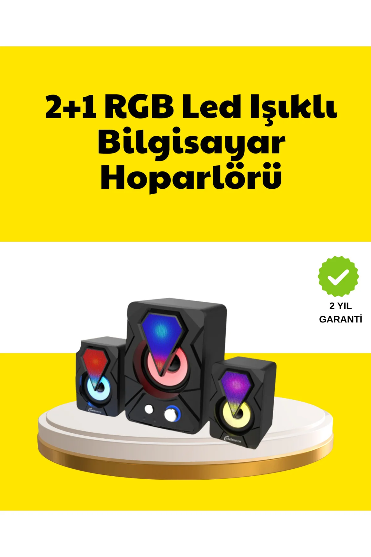 2.1 USB Bağlantılı Oyun Hoparlörü Renkli LED Işıklı