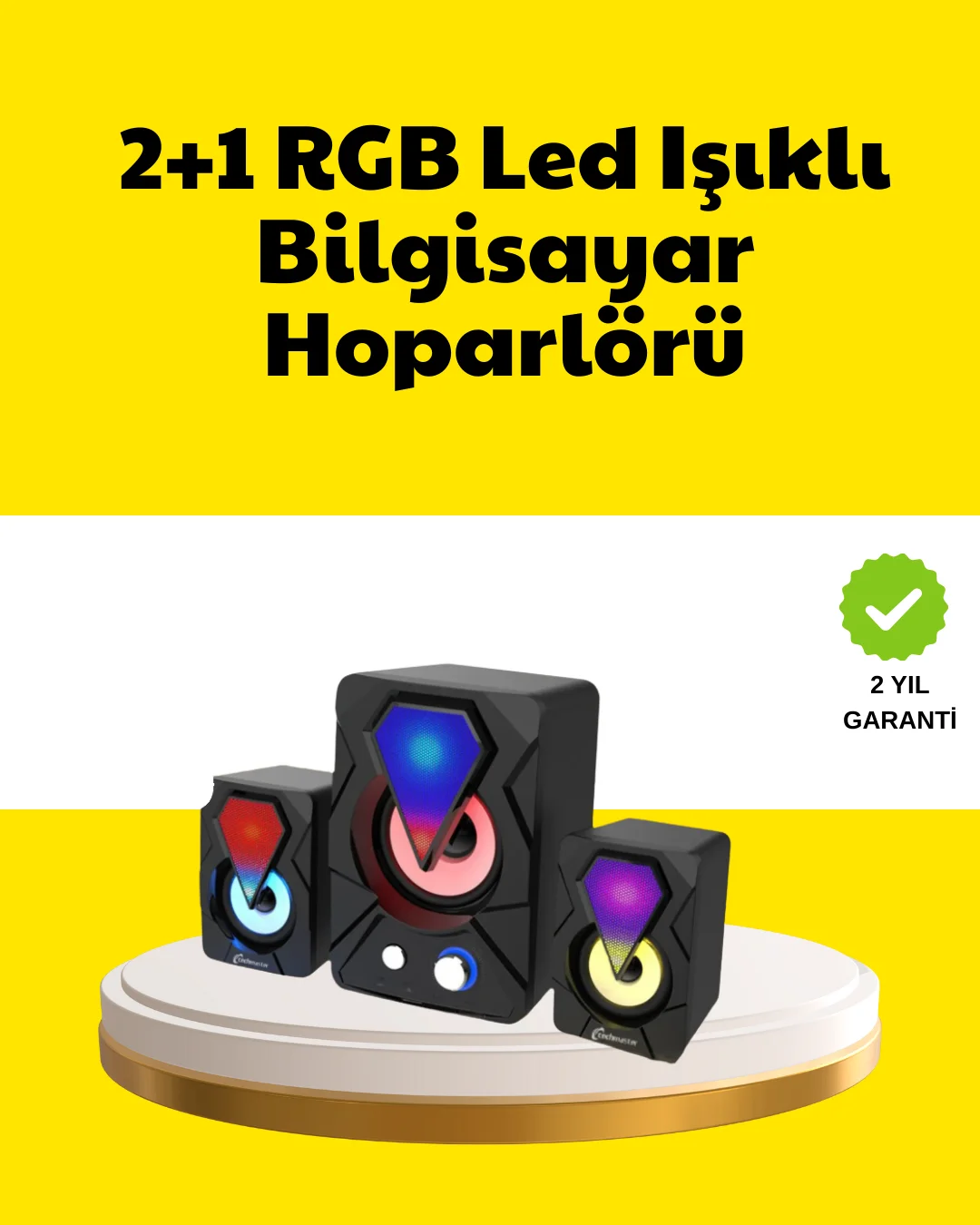 2.1 USB Bağlantılı Oyun Hoparlörü Renkli LED Işıklı 2.1 USB Bağlantılı Oyun Hoparlörü Renkli LED Işıklı
