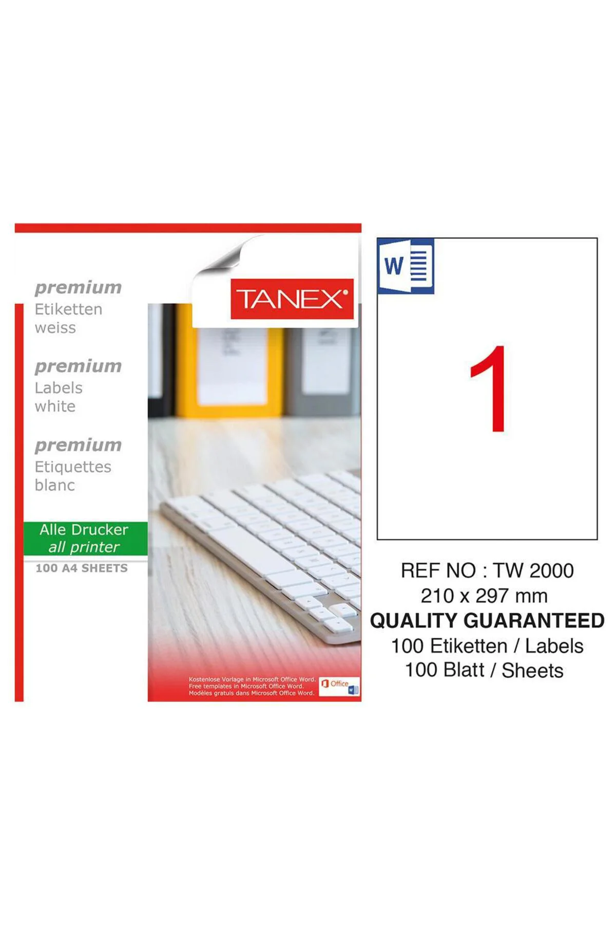 210x297 Laser Etiket Tw-2000