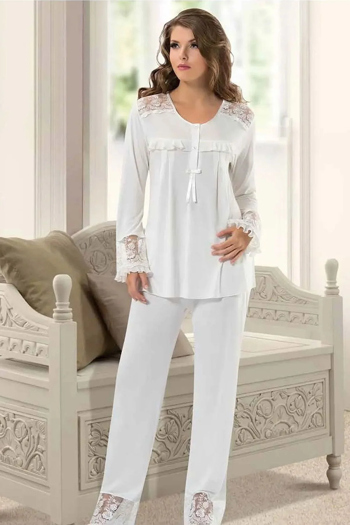 2130 Penye Pijama Takımı - - Pudra - S