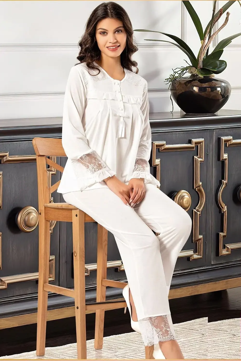 2130 Penye Pijama Takımı - - Pudra - S