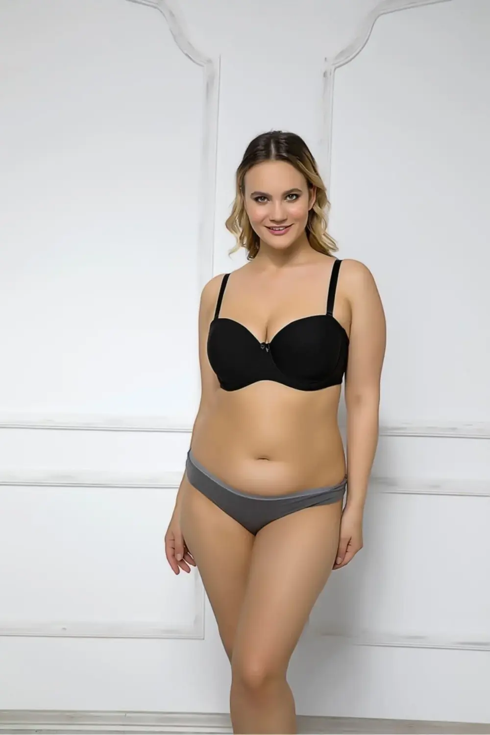 2153 Cotton Dolgusuz Straplez Sütyen Siyah