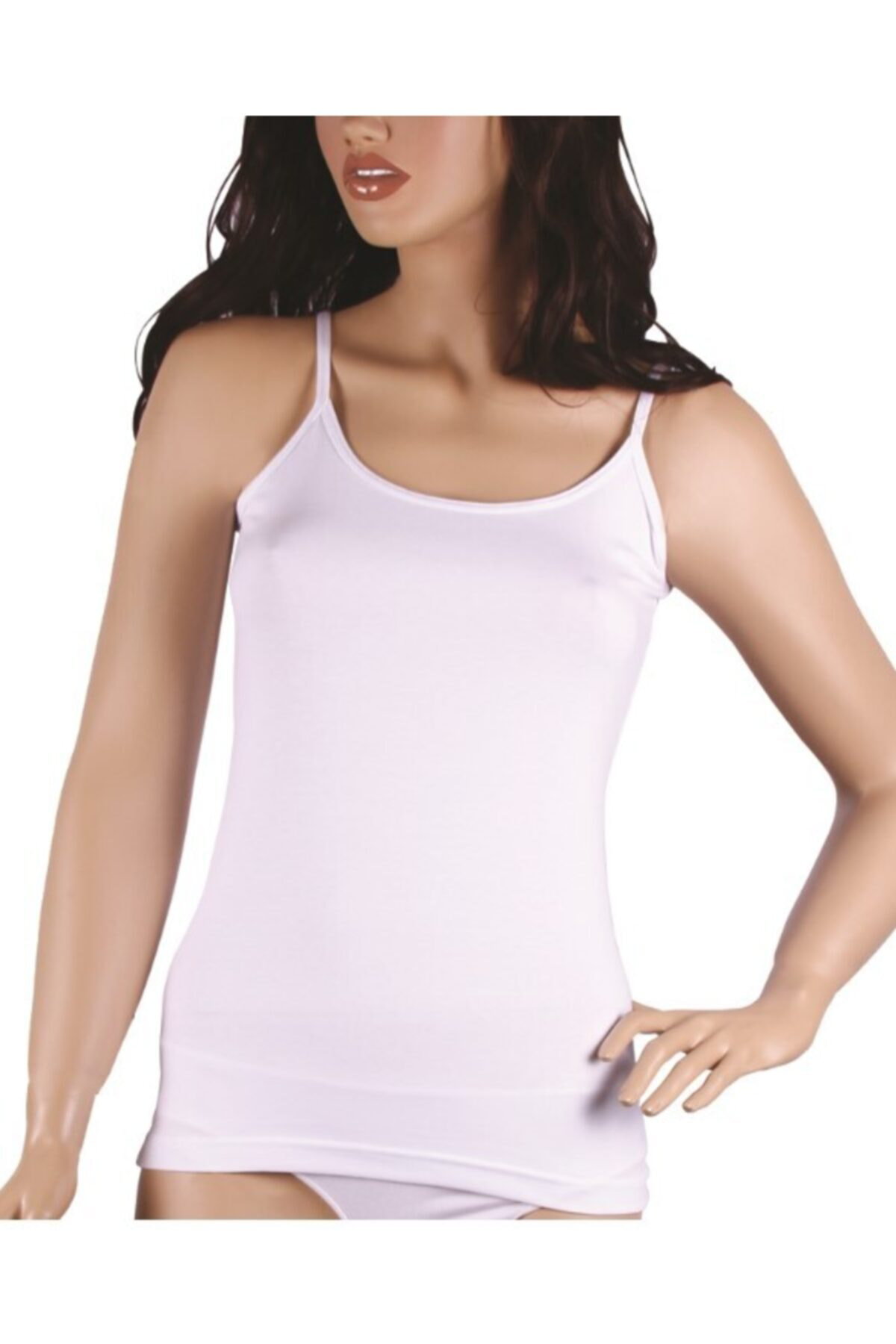 2170 3'lü Paket Biyeli Ip Askılı Likralı Atlet Beyaz