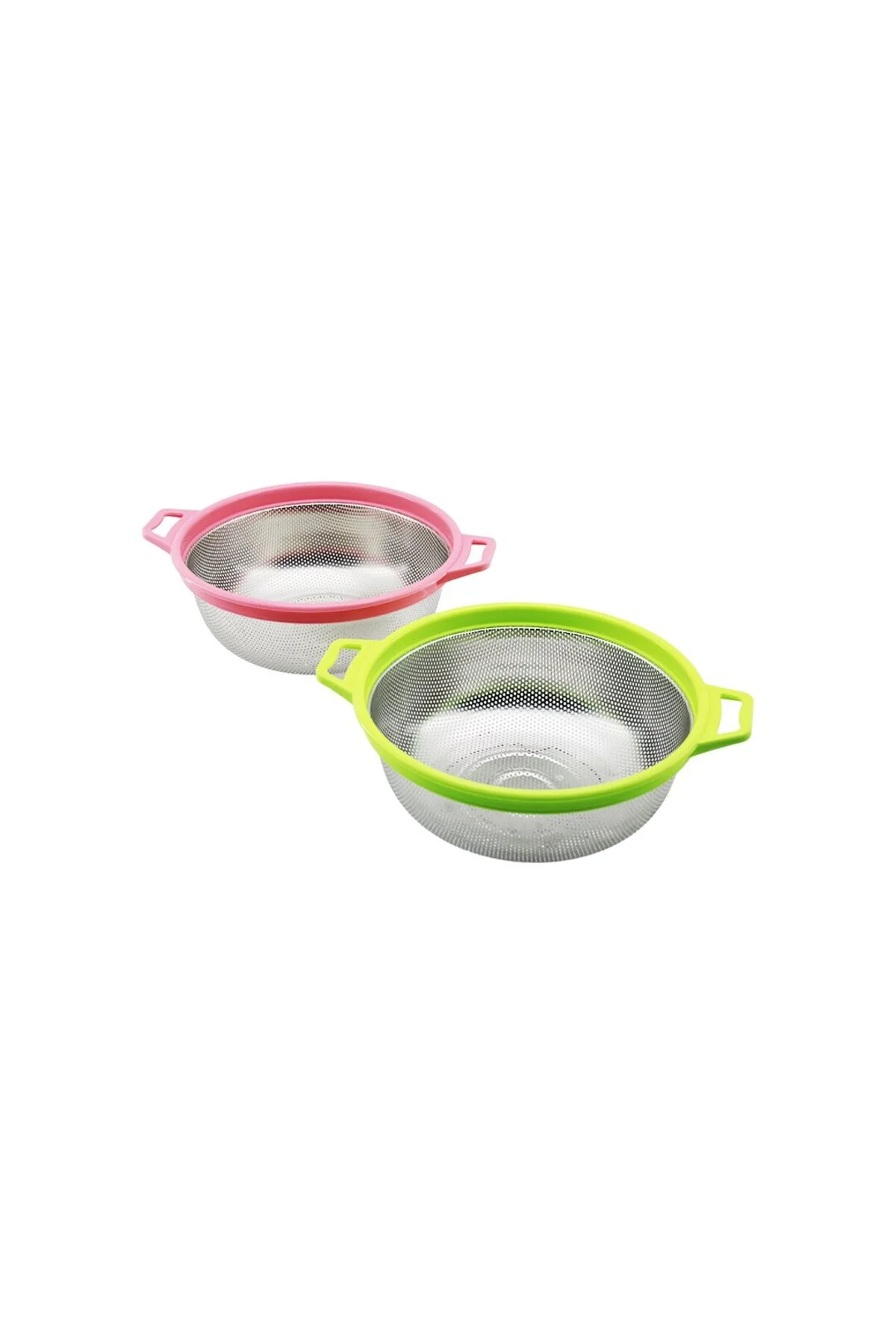 21CM Renkli Plastik Çerçeve - Kulplu Çelik Sepet Metal Süzgeç 21CM Renkli Plastik Çerçeve - Kulplu Çelik Sepet Metal Süzgeç