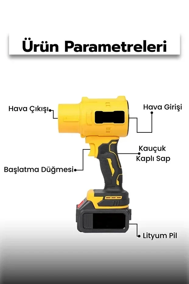 21v Kablosuz Hava Üfleyici | 32.000rpm Turbo Fan, 12.000mah Batarya, Bahçe &amp;amp; Araç Kurutma / Sarı Bx40 Fiyatı, Yorumları ve Özellikleri