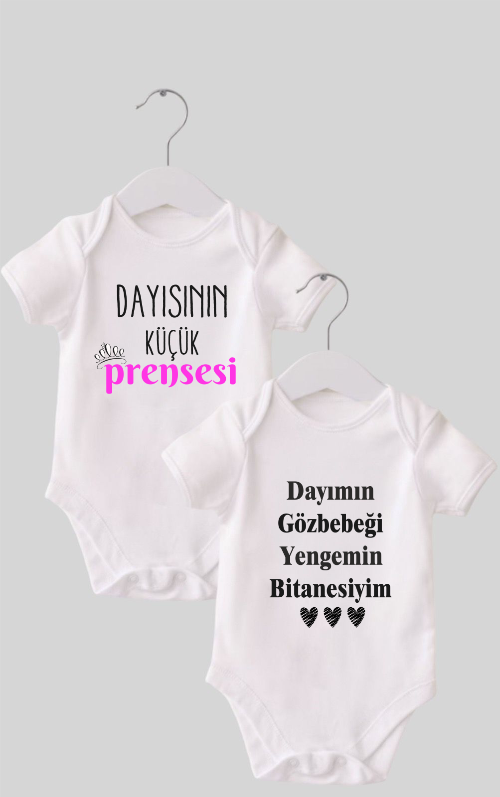 22 Dayı Set 2 'li Organik %100 Pamuk  Baskılı Bebek Body Zıbın ZB