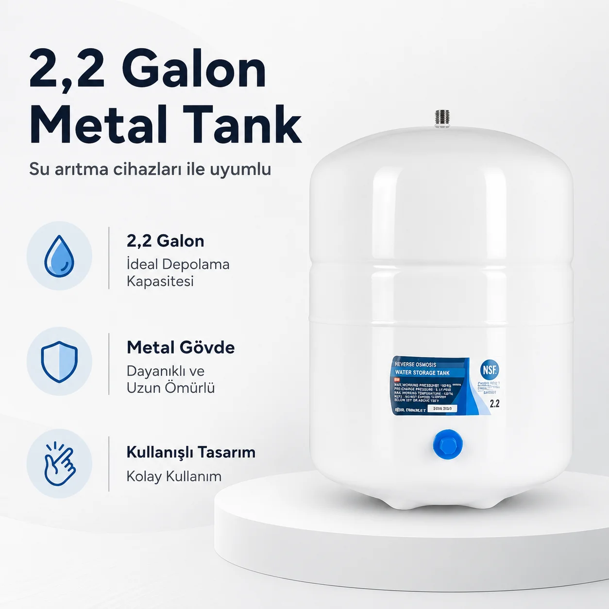 2,2 Galon Metal Su Arıtma Tankı - Tezgâh Altı Arıtılmış Su Depolama Tankı (308693001) Fiyatı, Yorumları ve Özellikleri