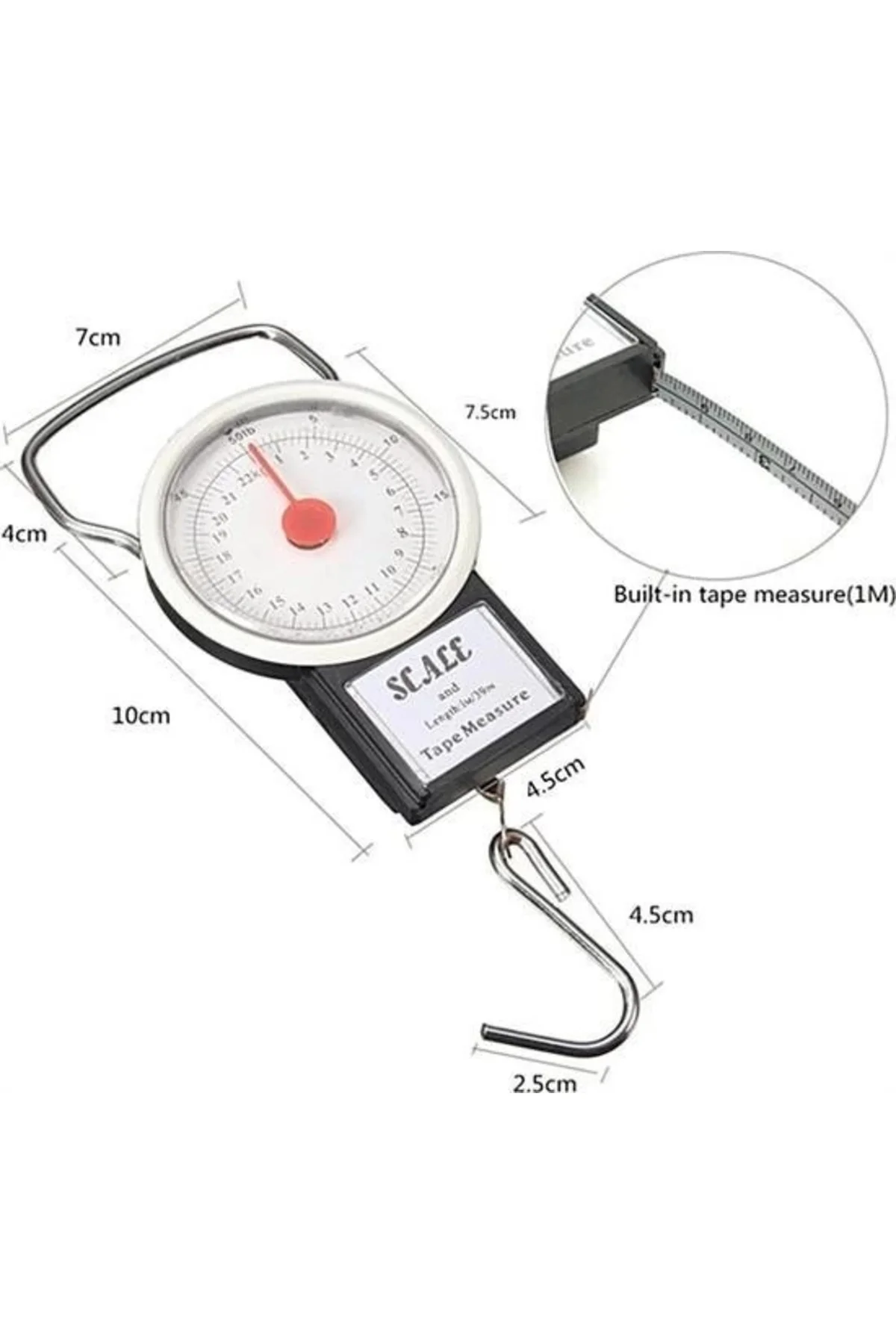 22 Kg/50lb Kancalı Tartı Aleti 1 Metre Mezuralı Askılı Balıkçı Te