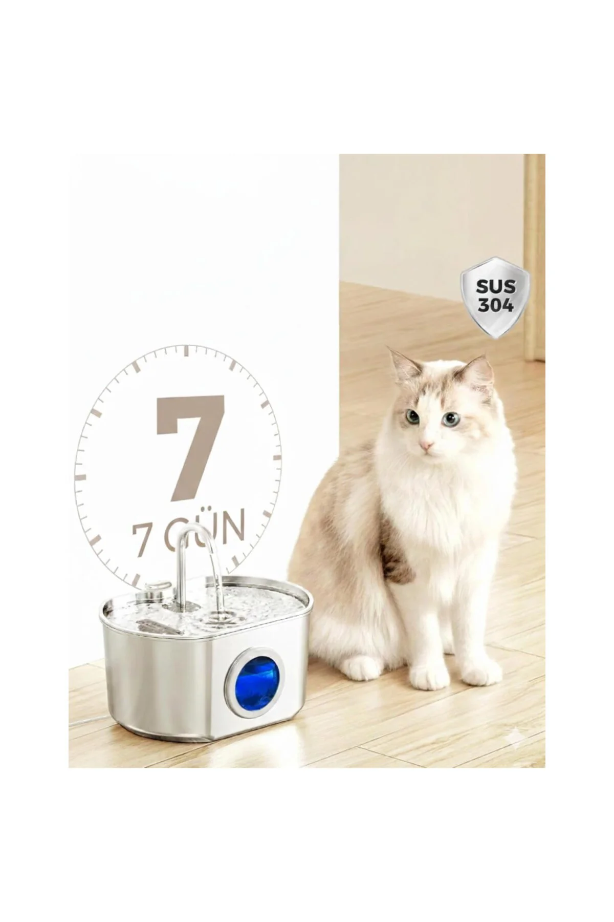 2.2 L Su Seviyesi Göstergeli Paslanmaz Çelik Kedi Köpek Için Su P