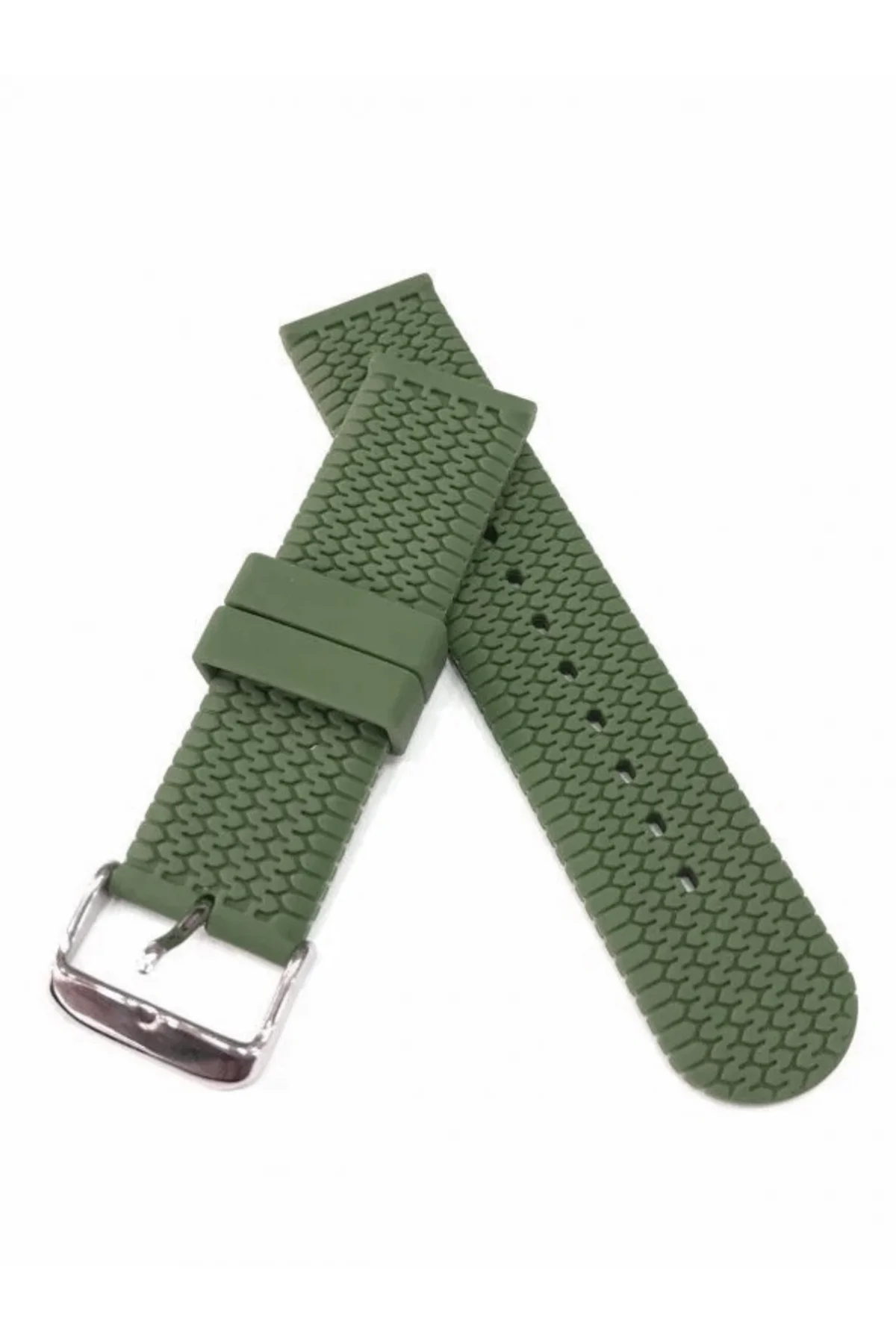 22 mm Renkli SİLİKON Baskılı Desenli Saat Kordonu Kayışı yesil