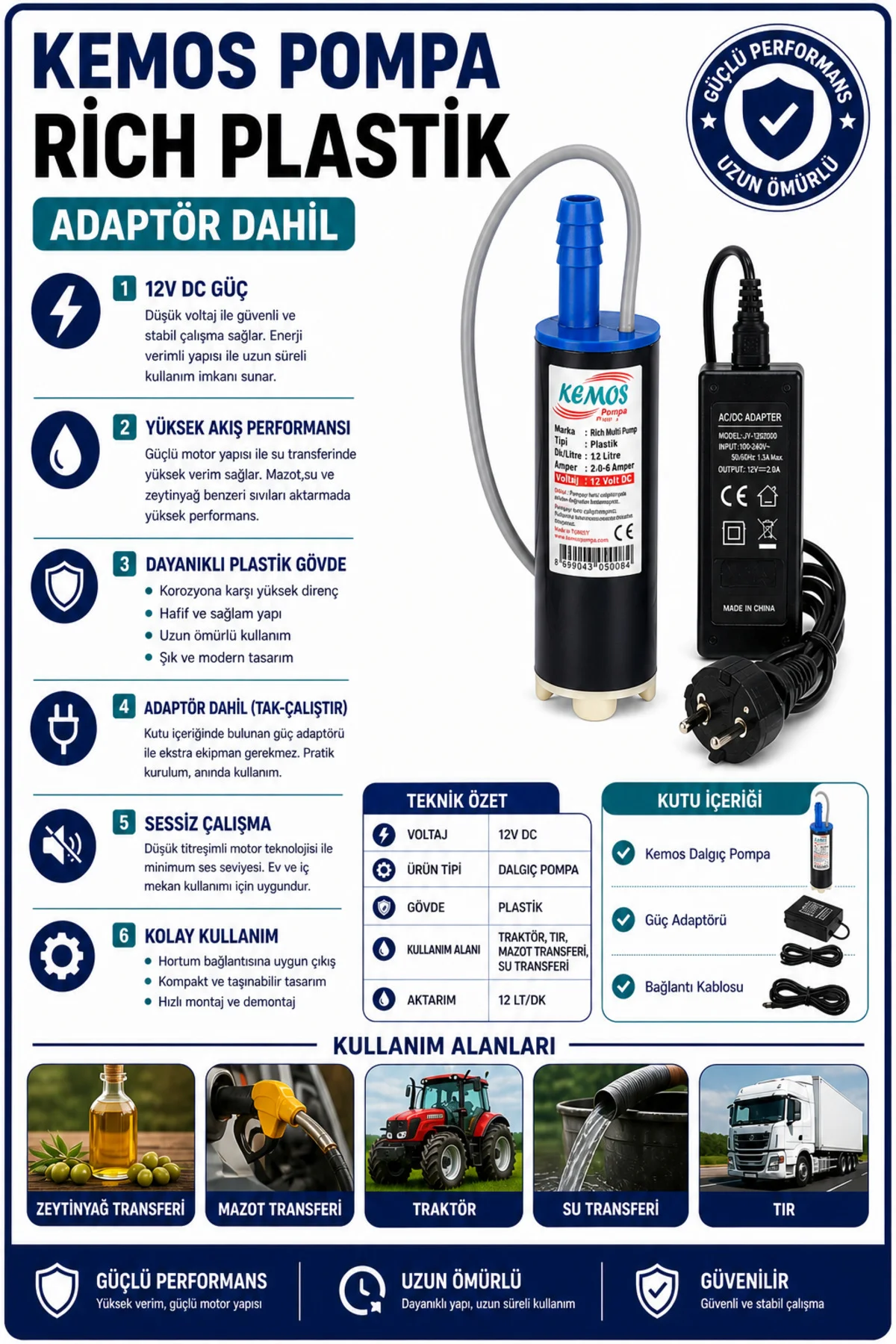 220-12 Volt Rich plastik Dalgıç Adaptörlü Mazot Aktarma(SIVI TRAN 220-12 Volt Rich plastik Dalgıç Adaptörlü Mazot Aktarma(SIVI TRAN