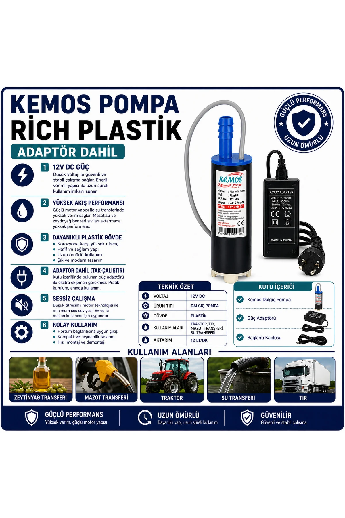220-12 Volt Rich plastik Dalgıç Adaptörlü Mazot Aktarma(SIVI TRAN 220-12 Volt Rich plastik Dalgıç Adaptörlü Mazot Aktarma(SIVI TRAN