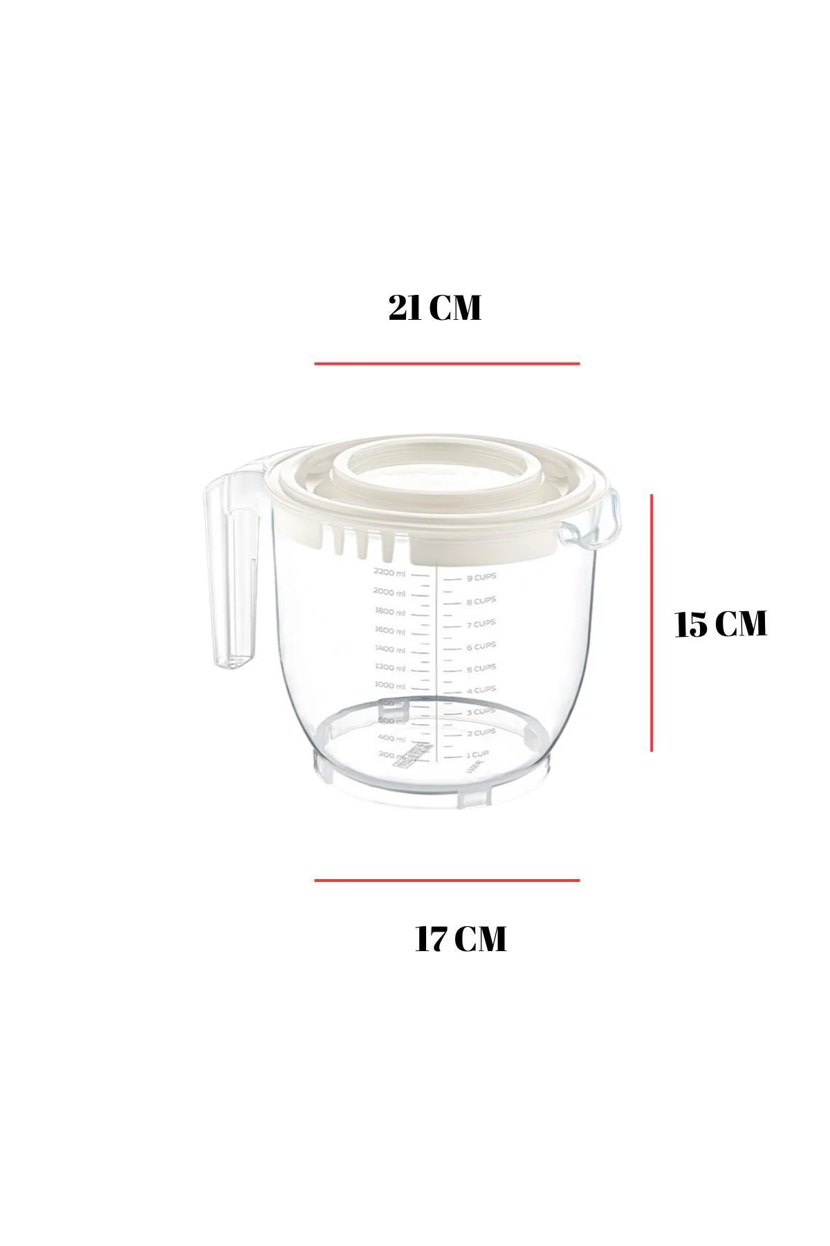 2200 Ml Mikser Kabı Yeşil & Ölçü Kabı & Saklama Kabı