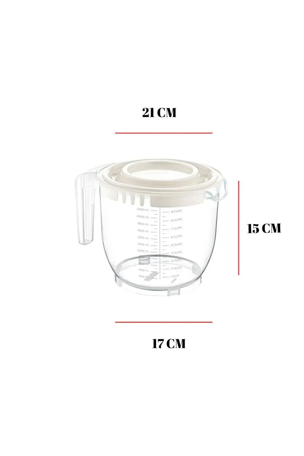 2200 Ml Mikser Kabı Mavi & Ölçü Kabı & Saklama Kabı