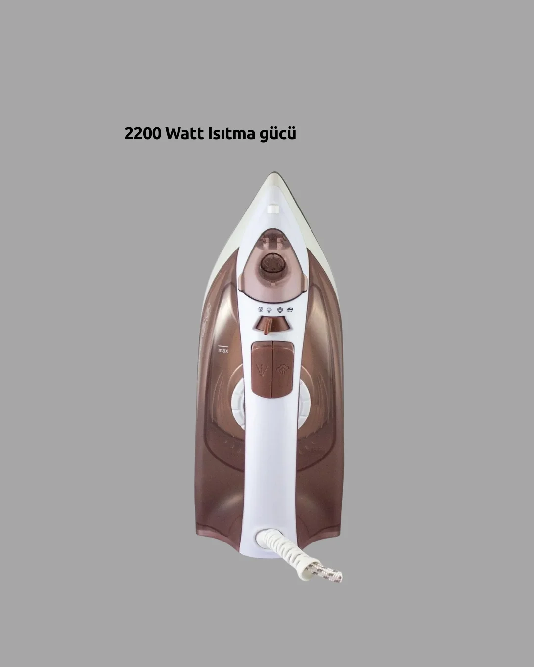 2200 Watt Buharlı Ütü Kahverengi Seramik Taban Şok Buharlı