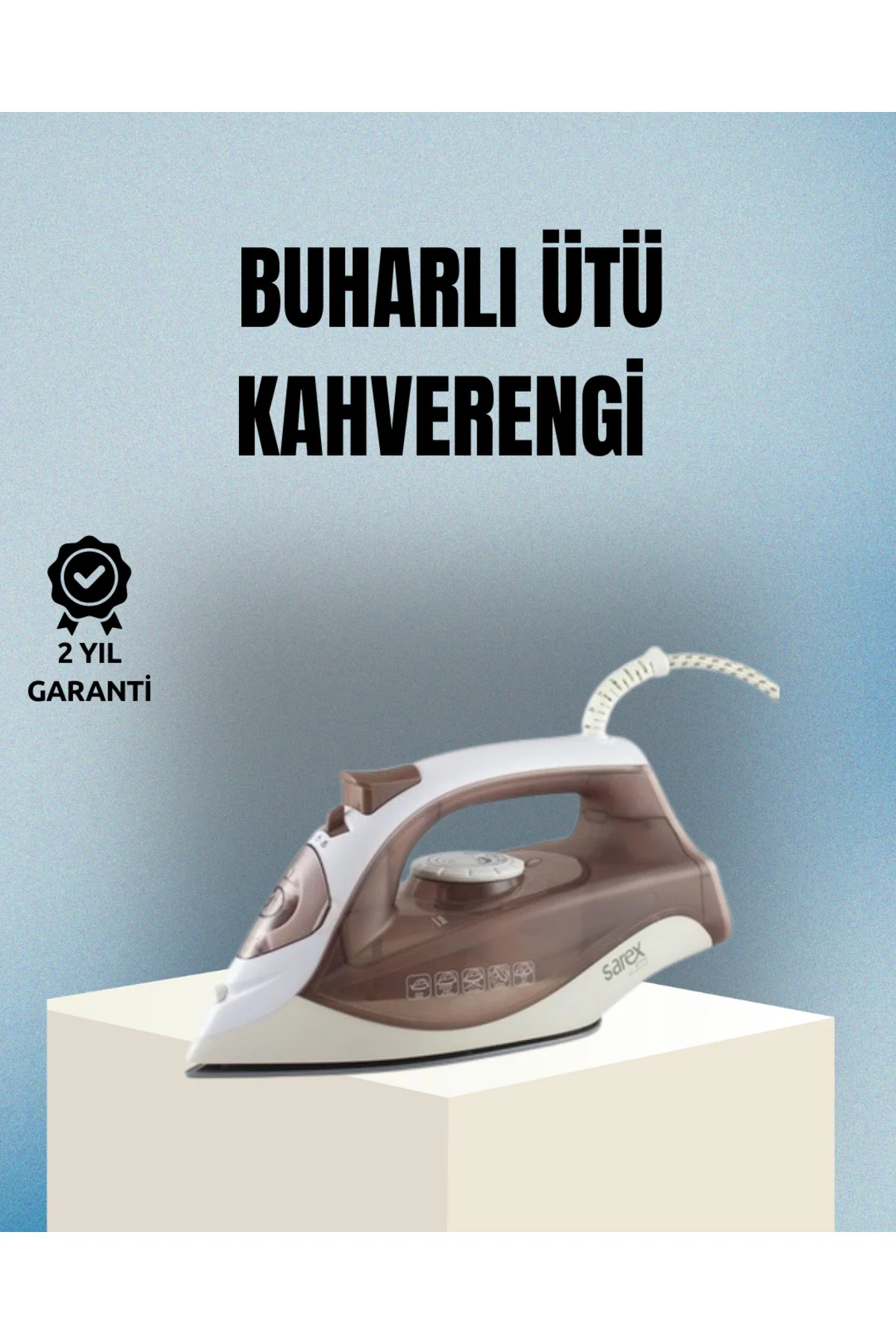 2200 Watt Buharlı Ütü Kahverengi Seramik Taban Şok Buharlı