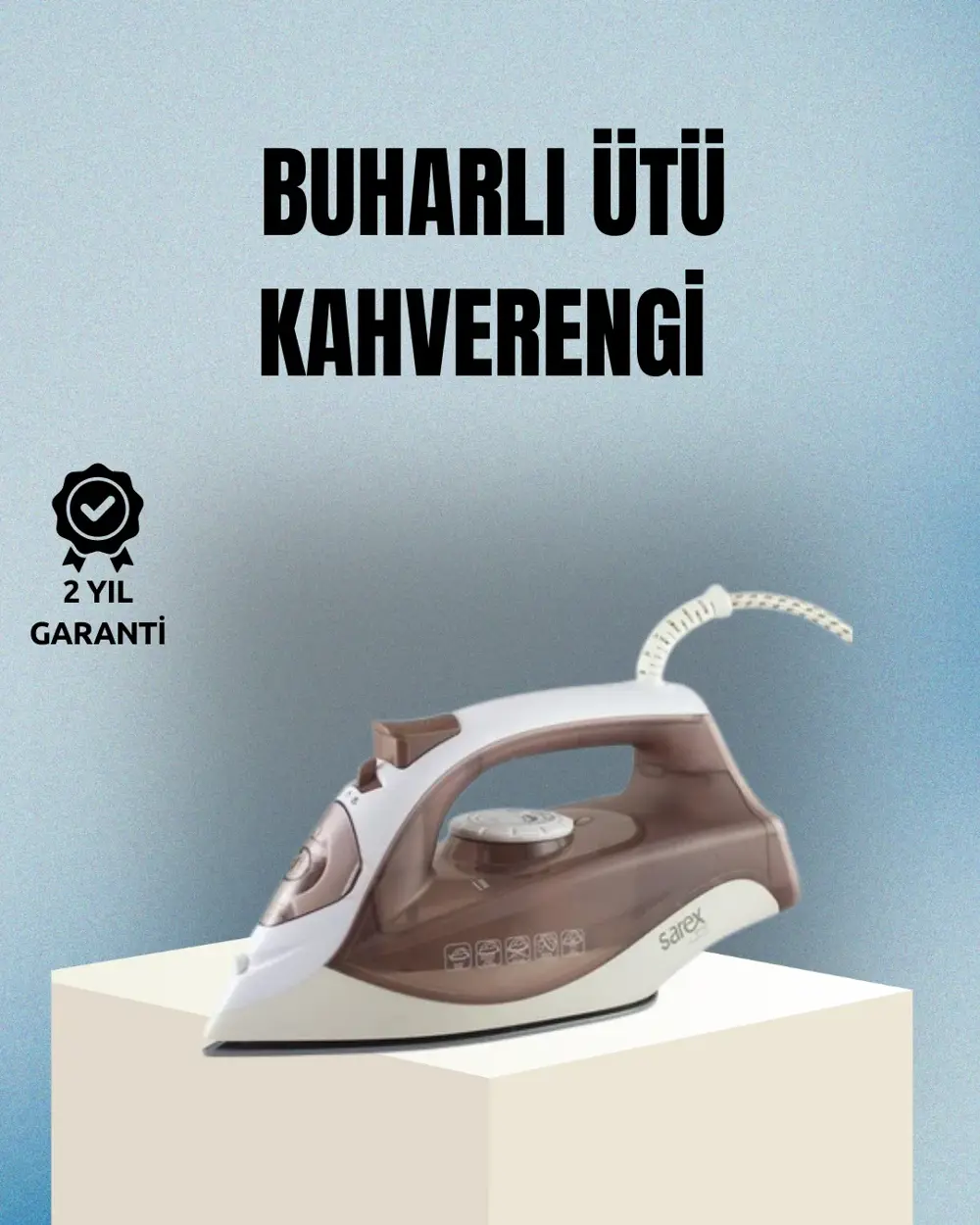 2200 Watt Buharlı Ütü Kahverengi Seramik Taban Şok Buharlı