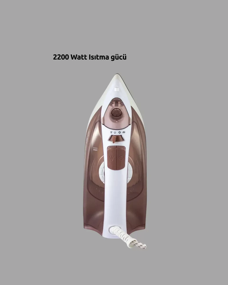 2200W Buharlı Ütü Self Clean Kireç Önleyici Kahverengi - En Hızlı Ütüleme