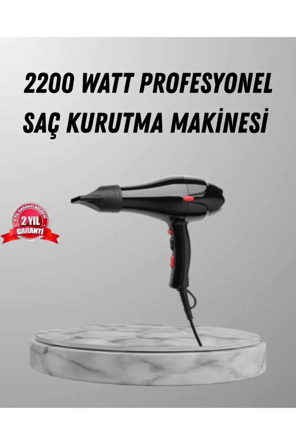 2200W Fön Makinesi – Profesyonel AC Motor, Soğuk ve Sıcak Üfleme