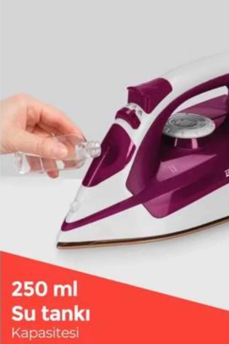 2200W Mor Seramik Buharlı Ütü - 360 Dönebilir Kablo ve Estetik Tasarım