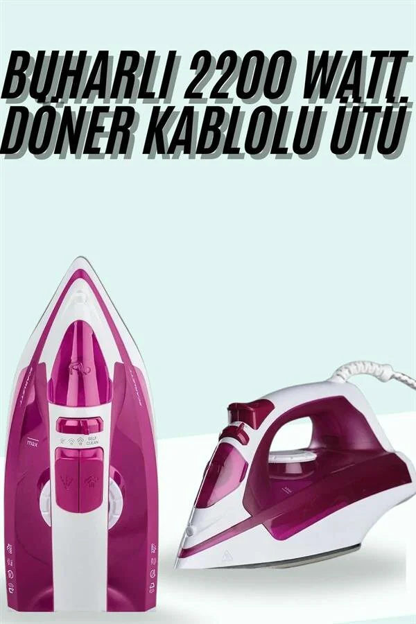 2200W Seramik Tabanlı Buharlı Ütü - Taşınabilir, 360° Dönebilen ve Kırışıklardan Kurtaran