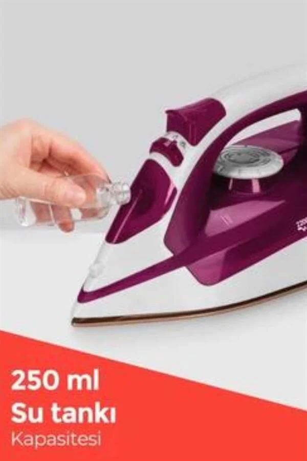 2200W Şok Buharlı Ütü - Seramik Tabanlı Kırmızı Klasik Ütü