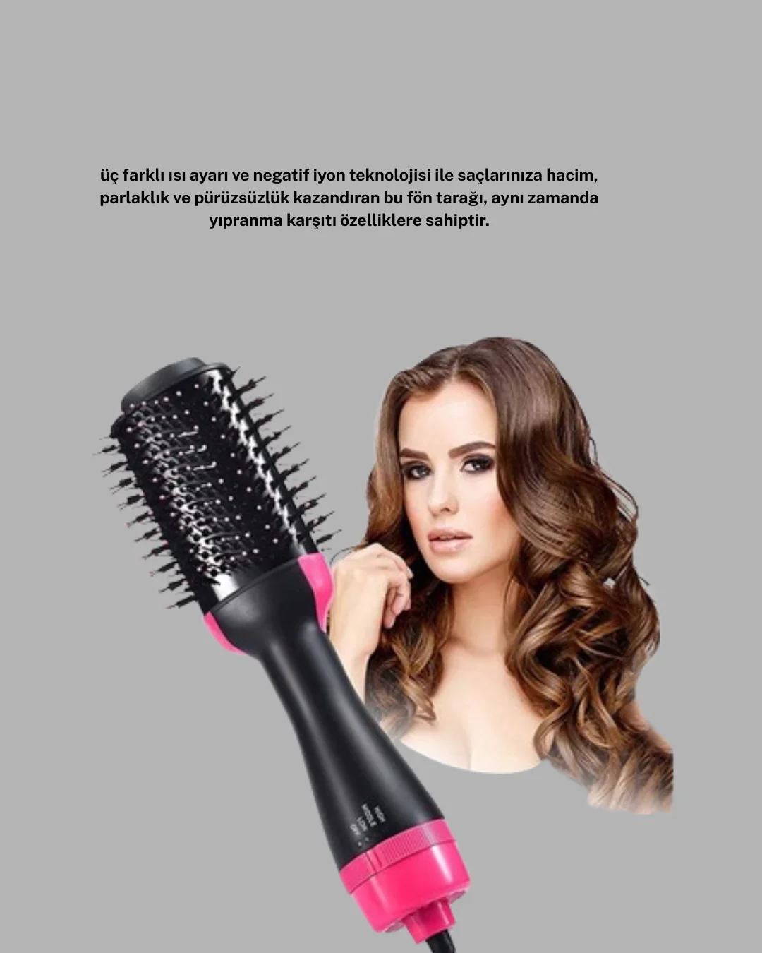 220°C Profesyonel Fön Tarağı – Negatif İyon Teknolojili, 3 Isı Ka