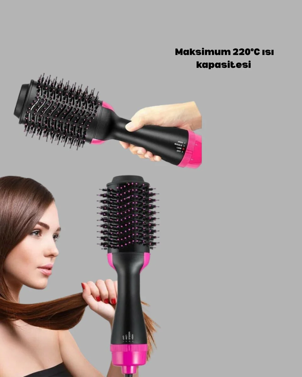 220°C Profesyonel Fön Tarağı - İyonlu 1200W Saç Kurutma Makinesi, 3 Isı Ayarı ve Ergonomik Tasarım