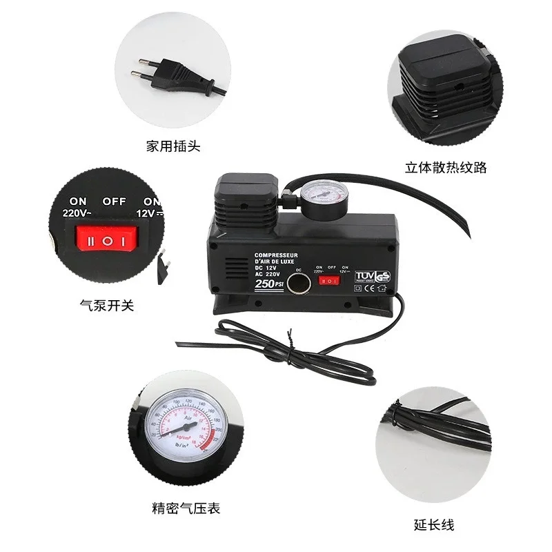 220v Ile 12v Oto Elektriği Çalışan Hava Lastik Şişirme Kompresörü 250 Psı Çok Amaçlı Yol Yardımı Fiyatı, Yorumları ve Özellikleri