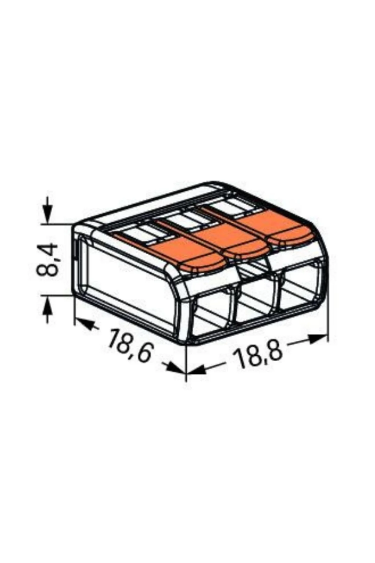 221-413 3'lü Yaylı Tırnaklı Klemens (10 ADET) - Görsel 2