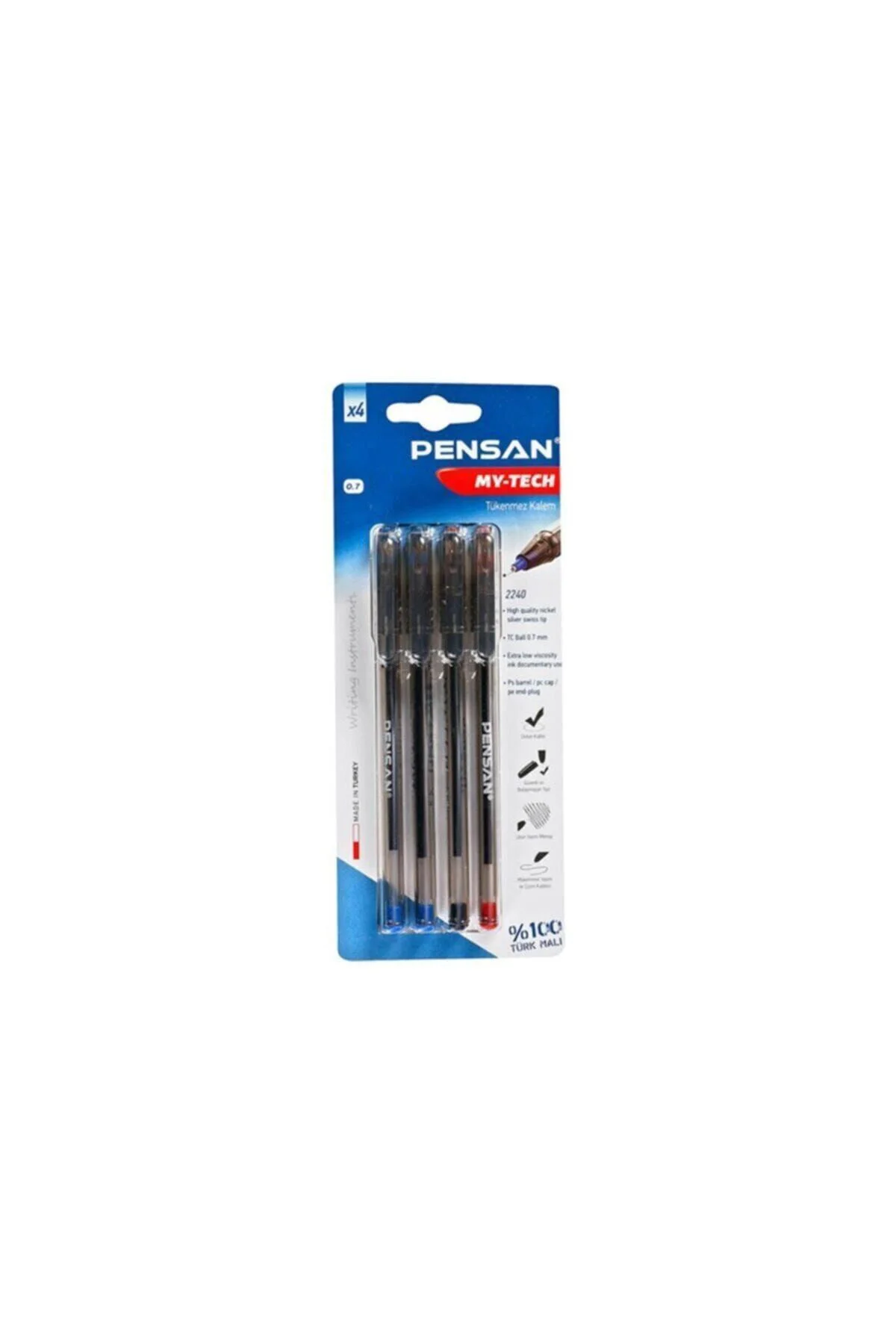 2240 My Tech 0,7 Mm Tükenmez Kalem 4 Lü Blıster