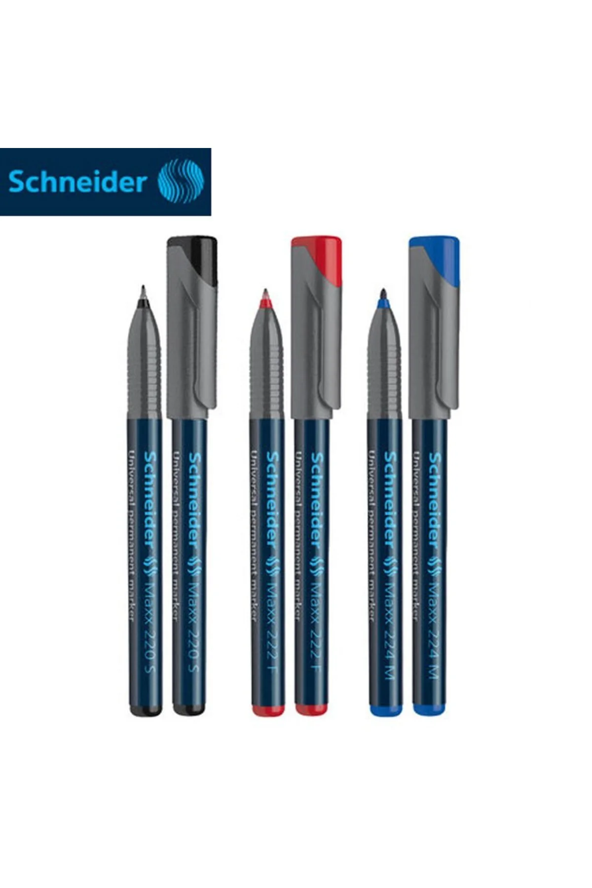 224M Maxx 1.0 mm 3'lü Asetat Kalem Seti (Mavi-Kırmızı-Siyah)