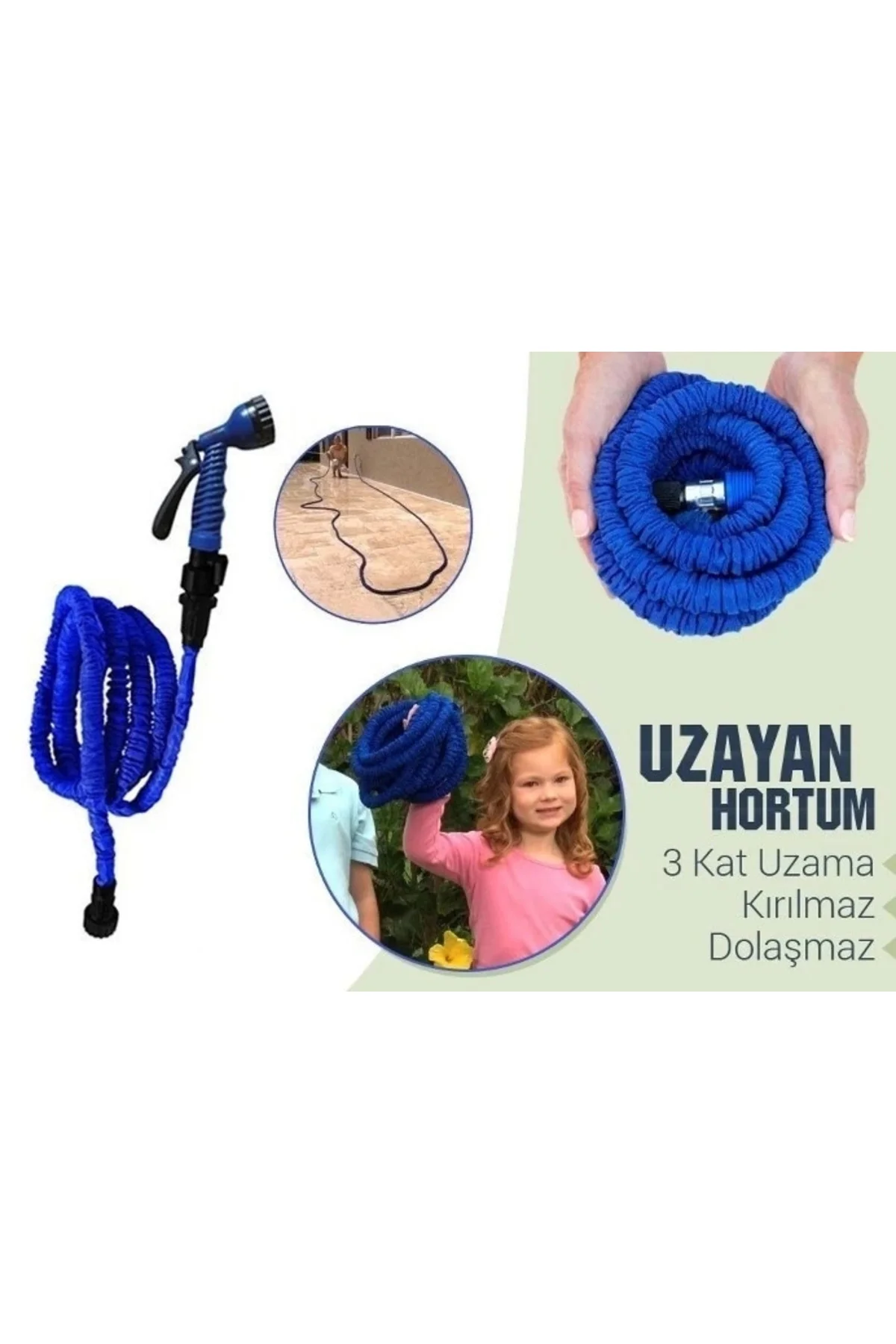 22.5 Metre Uzayan Bahçe Sulama Araç Yıkama Hortumu 7 Kademeli Baş