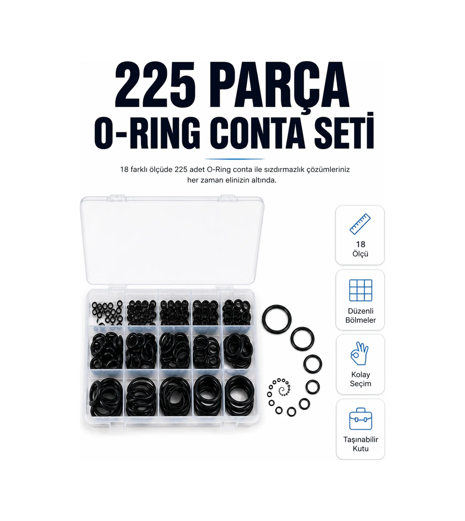 225 Parça Profesyonel O-ring Conta Kiti Su, Yağ Ve Hava Sızdırmazlık Tamir Seti - Lisinya Fiyatı, Yorumları ve Özellikleri