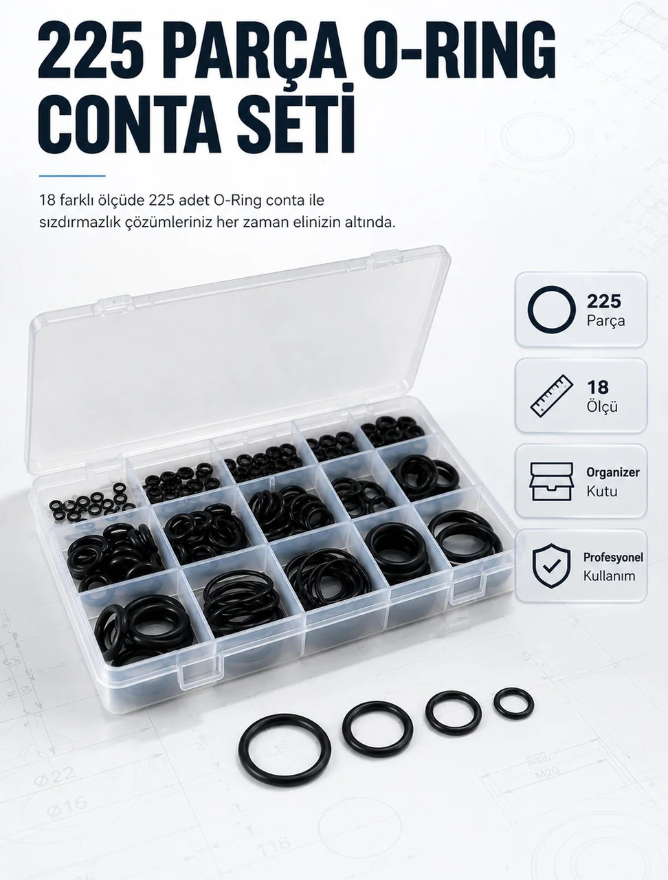 225 Pcs O-ring Conta Seti Profesyonel Tamir, Bakım Ve Sızdırmazlık Çözümü - Lisinya Fiyatı, Yorumları ve Özellikleri
