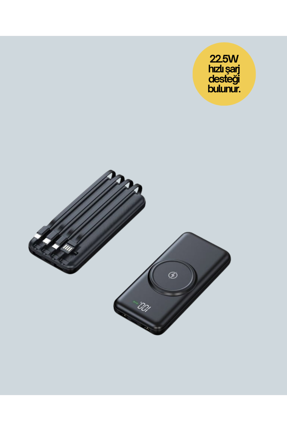 22.5W Hızlı + 15W Kablosuz Şarj – Akıllı Powerbank ile Her An Ene
