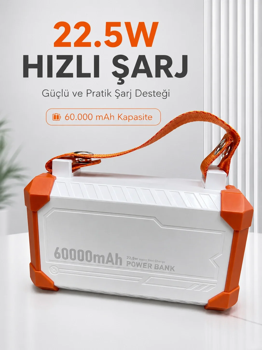 22.5W Hızlı Şarj Destekli 60000 mAh Powerbank 4 Dahili Kablolu Çoklu USB Type-C Çıkışlı Güç Bankası Fiyatı, Yorumları ve Özellikleri