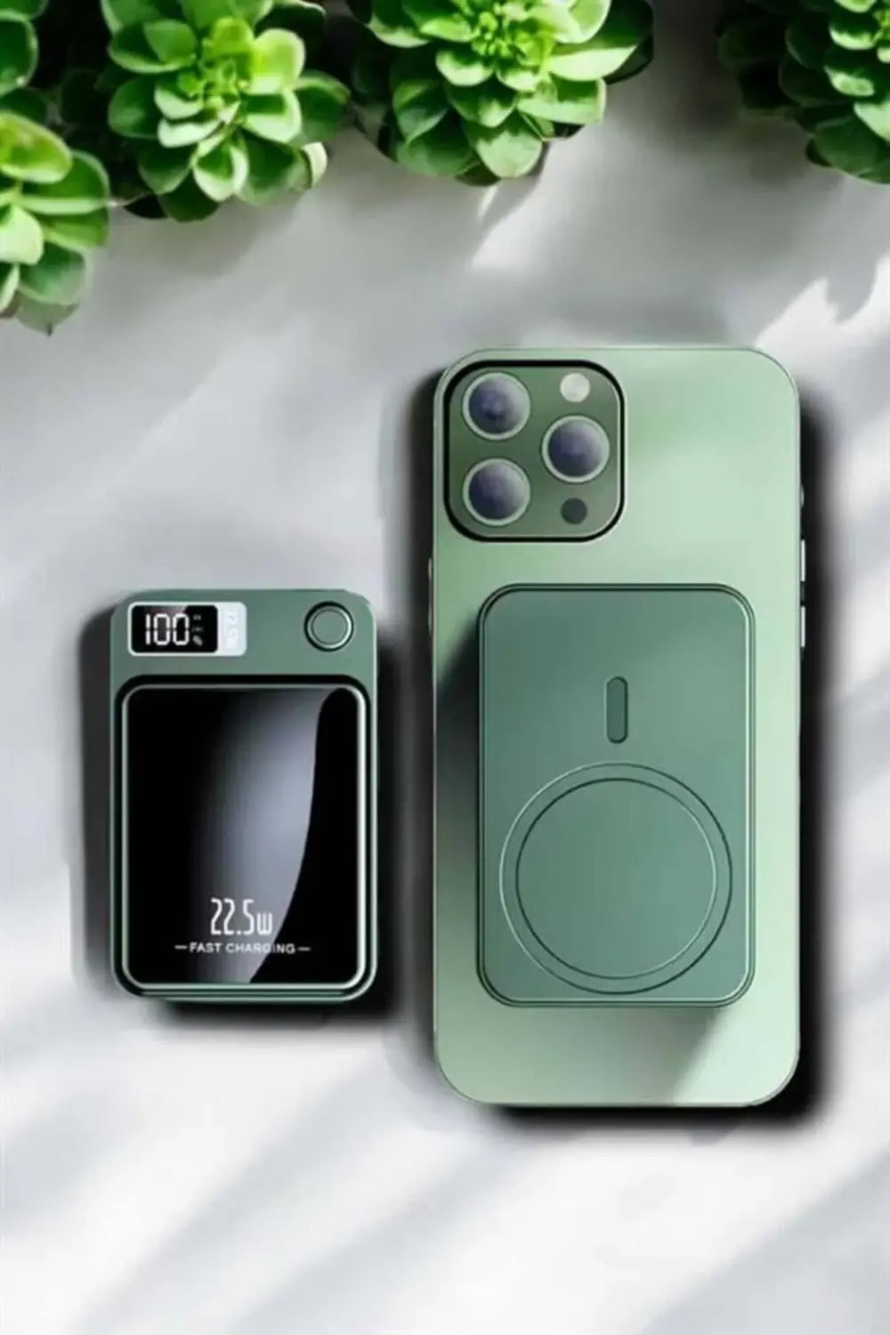 22.5W Magsafe Kablosuz Şarjlı Powerbank Dijital Ekran ve Hızlı Şa