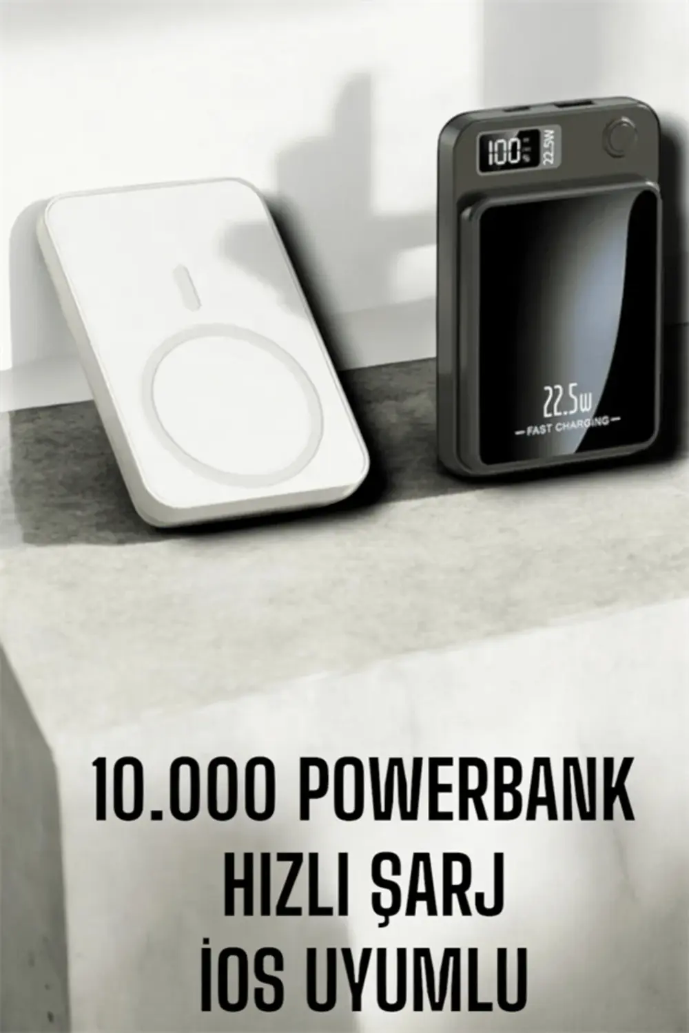 22.5W Magsafe Kablosuz Şarjlı Powerbank Dijital Ekran ve Hızlı Şa