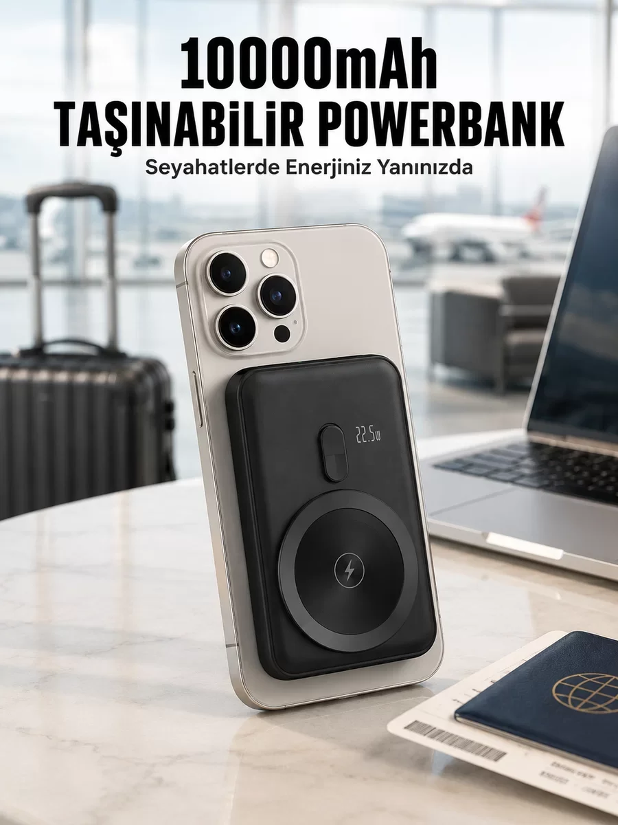 22.5W Manyetik Powerbank - Kompakt Tasarım ve Hızlı Şarj Destekli Yeni Nesil Cihaz