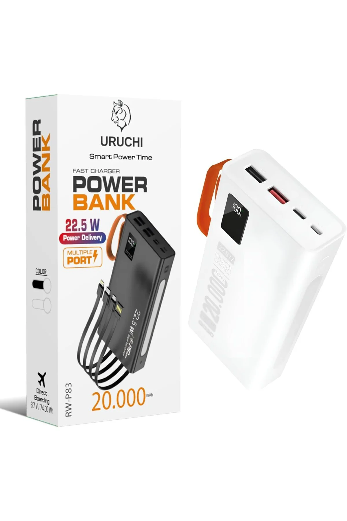 22.5W PD 3.0 Hızlı Şarj Powerbank, Kablolu Model, Gerçek 20.000 m