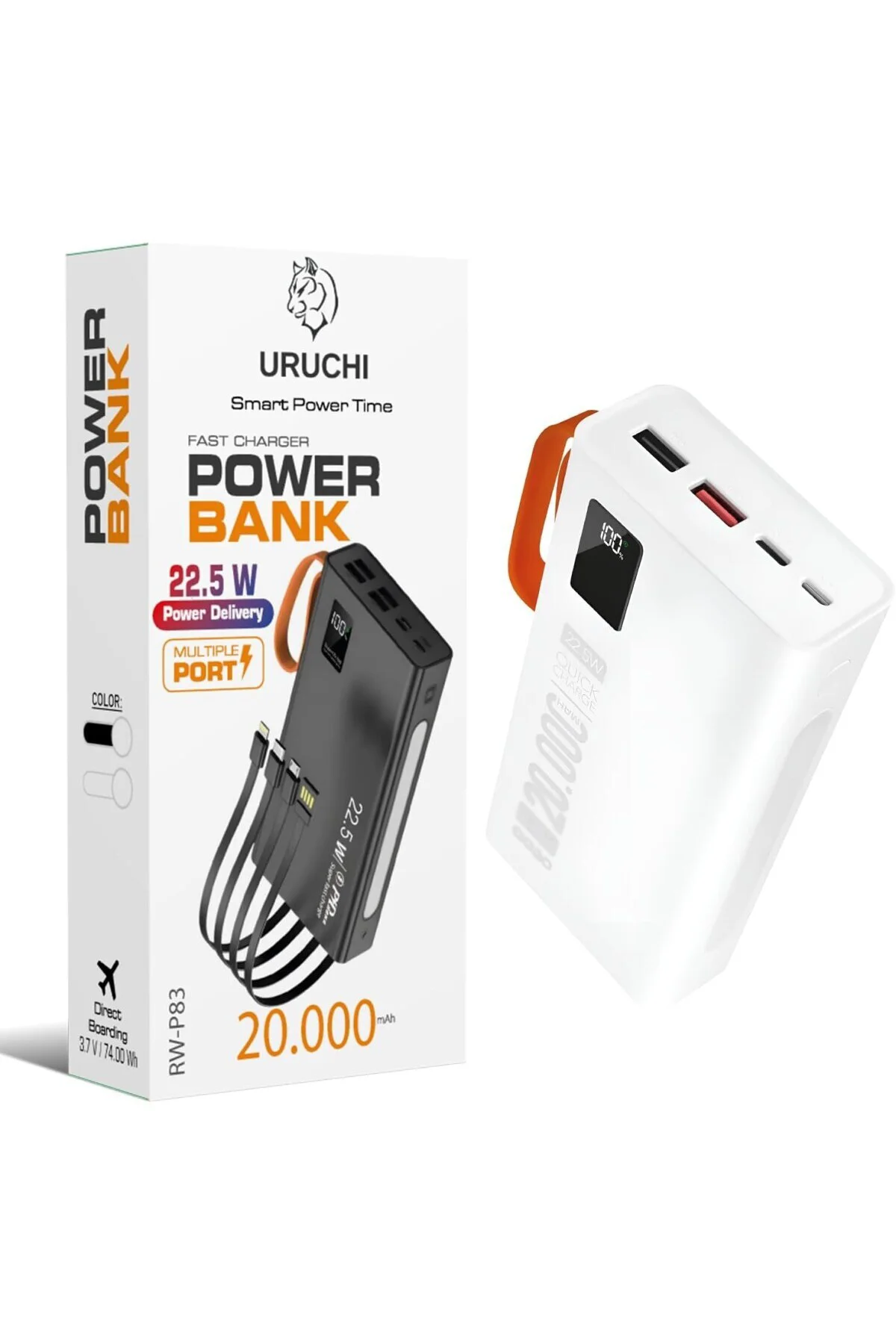 22.5W PD 3.0 Hızlı Şarj Powerbank, Kablolu Model, Gerçek 20.000 m