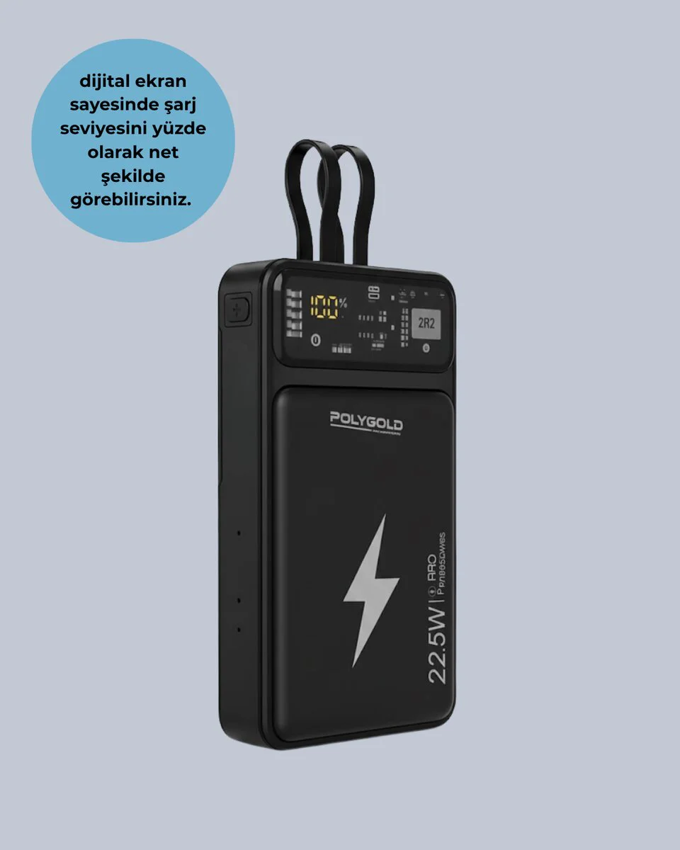 22.5W PD Hızlı Şarj Edilen Mobil Powerbank - 10000 mAh