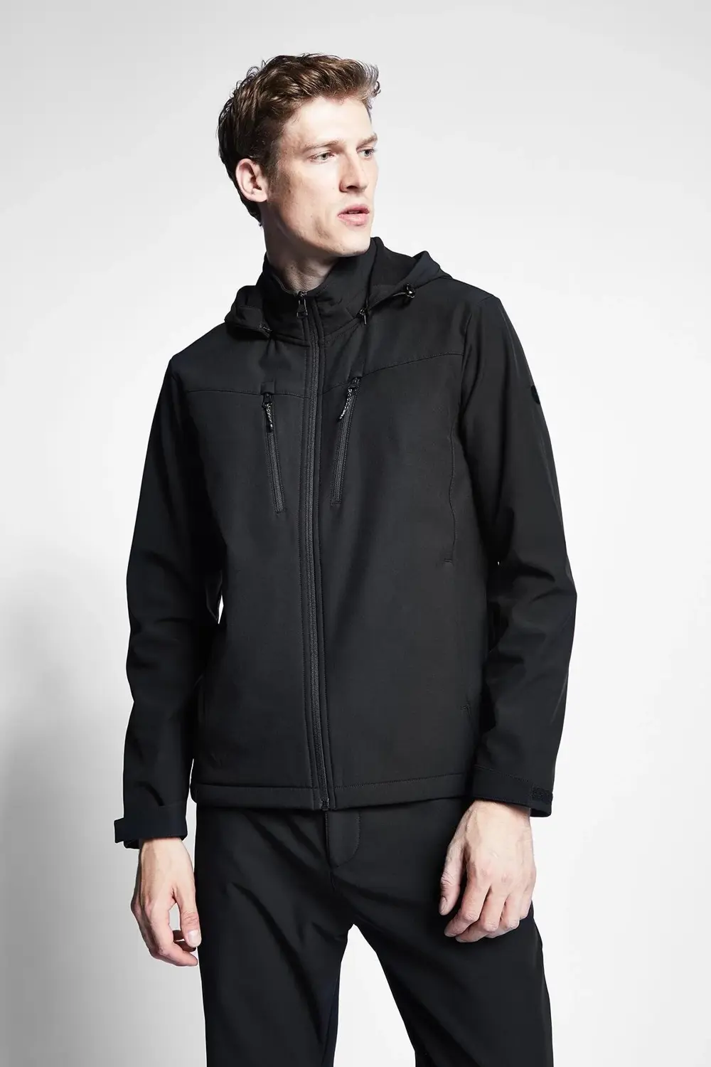 22k-1065 Softshel Erkek Fermuarlı Kapüşonlu Sweatshirt 22ktep0010