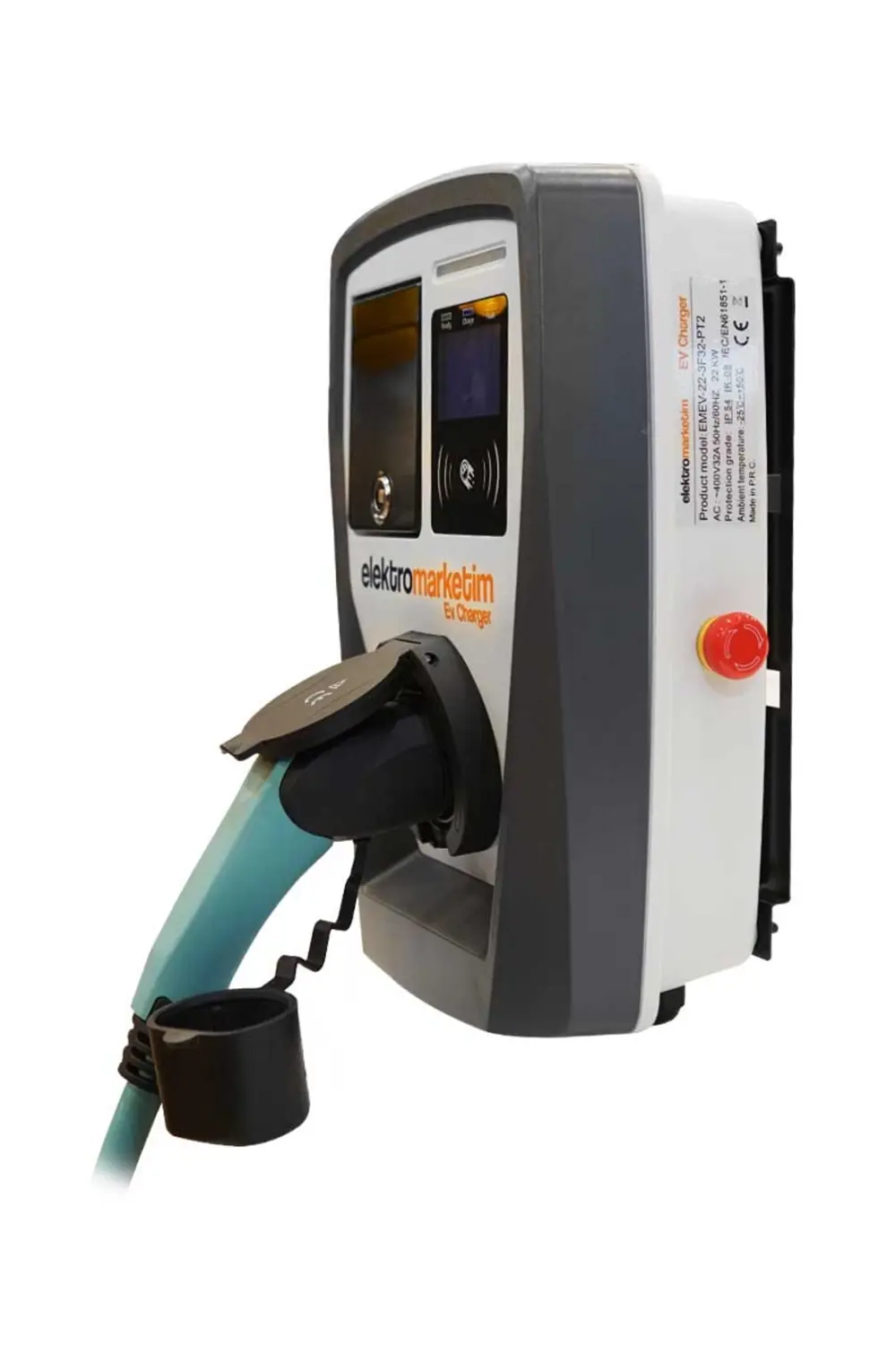 Elektromarketim 22Kw 3 Faz 32A Tip 2 Soketli Elektrikli Araç Şarj İstasyonu