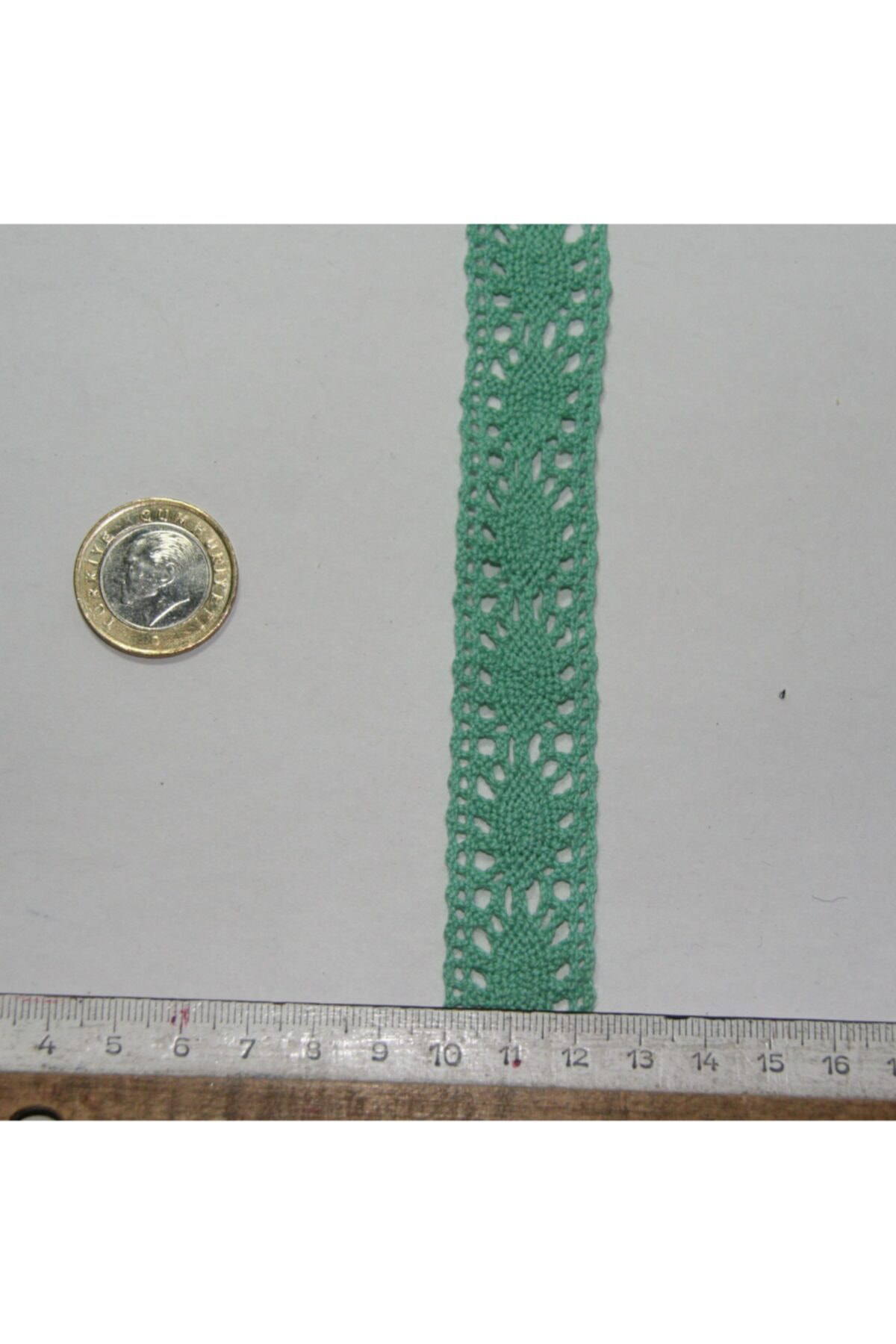 Tuhafiyecimiz 22Mm Mint Yeşil Renkli Pamuklu Dantel 34517