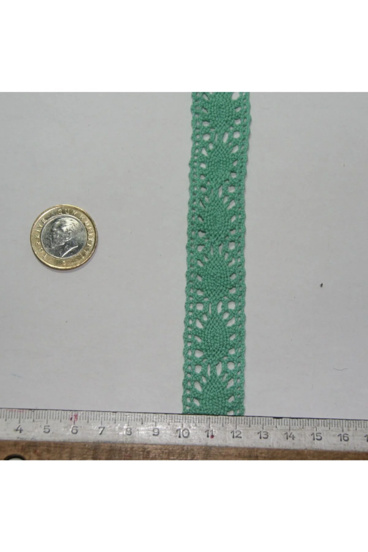 22mm Mint Yeşil Renkli Pamuklu Dantel 34517