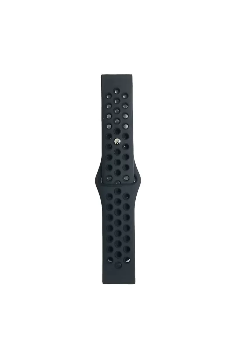 22mm Spor Delikli Kordon - Siyah-Füme | Nefes Alan Dayanıklı Saat Kordonu